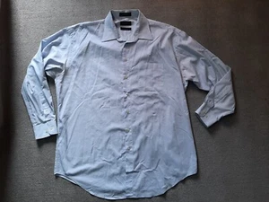 Claiborne Mens XL 17 34/35 Button Down Shirt Blue Long Sleeve T Weave pocket - Picture 1 of 5