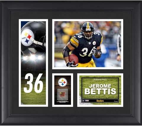 Jerome Bettis Pittsburgh Steelers Framed 15x17 Collage & Piece of GU Ball Cover