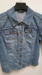 Women's BACCINI Blue DENIM JEAN JACKET Button Front Trucker Style Size Small - Picture 1 of 5