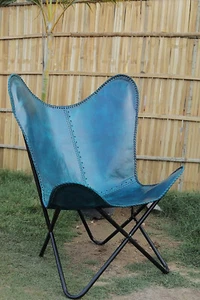 Retro Butterfly Chair Vintage Pure Leather Tan Seat Gold Base Chair(Only Cover) - Picture 1 of 4