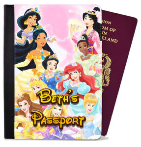 Personalised Any Name Passport Cover Holder Children Kids Princess Design Gift 2