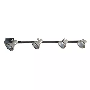 Brushed Nickel 4 Light Euro Heads With Black Track Kit - Picture 1 of 1