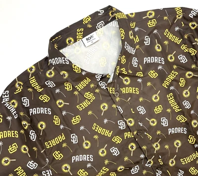 SD Padres BD Button Up Shirt Short Sleeve Polyester Men’s XL Brown Yellow - Image 1 of 4