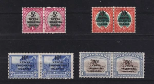 KENYA UGANDA TANGANYIKA KUT #86-89 1941-42 pairs overprinted on South Africa - Picture 1 of 3