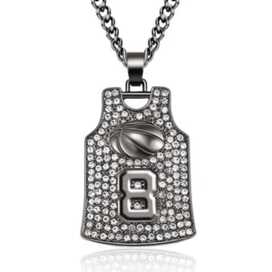 #8 NBA Basketball Jersey Necklace - Kobe Bryant - Black - Rhinestone - Picture 1 of 2