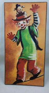 Vintage Boy Clown W/ Puppy Print - 5-3/4 in x 11-3/4 in - Picture 1 of 4
