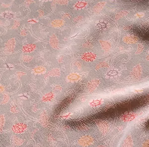 Vintage Japanese Kimono Wedding Silk Fabric Piece Delicate Oriental Flowers 53in - Picture 1 of 9