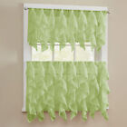 Sheer Voile Vertical Ruffle Window Kitchen Curtain 36 Tiers And Valance Set