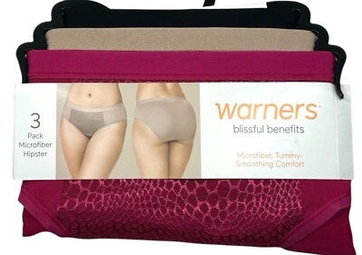 ADVERTENCIAS Mujeres Blissful Benefits Paquete de 3 Ropa Interior Hipster Microfibra Panty Talla S Foto 1 de 3