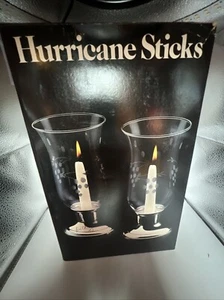 PAIR VINTAGE LEONARD SILVERPLATE CANDLESTICK HOLDERS W/ETCHED HURRICANE CHIMNEYS - Picture 1 of 20