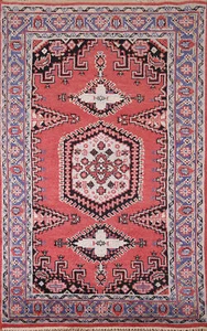 Ethnic Indian Viss wool Red rug with geometric patterns Red 4x6 ft - Picture 1 of 18