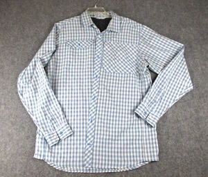 Camisa occidental Eddie Bauer para hombre manga larga abotonada azul gris a cuadros 2XL ALTA - Imagen 1 de 5
