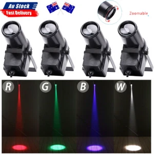 4PCS 50W Pinspot Spot Light RGBW LED DJ DMX512 Beam DJ Mirror Ball Light AU Plug - Picture 1 of 19