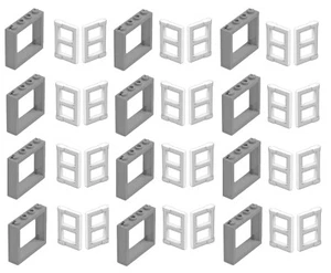 ☀️LEGO NEW 12x Light Bluish Gray 1x4x3 WINDOWS White Panel Pane TOWN CITY HOUSE - Picture 1 of 3