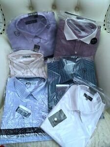 MENS LONG SLEEVED SHIRT TIE BUNDLE SIZE 16.5 x6 WHITE BLUE LILAC GREEN NEW