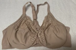 Glamorise Wonder Wire Bra 36D Front Close 1246 UW unlined cup T-back beige EUC - Picture 1 of 7