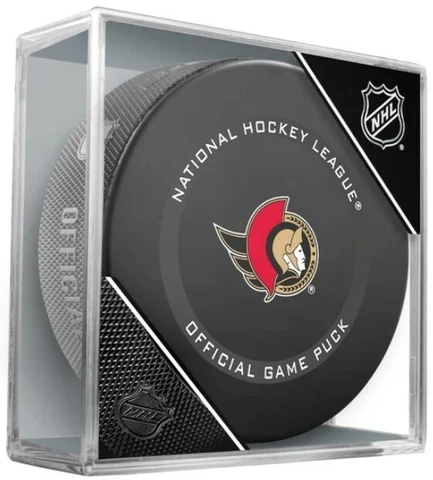 Ottawa Senators Official NHL Game On Ice Hockey Puck in Display Cube Cover