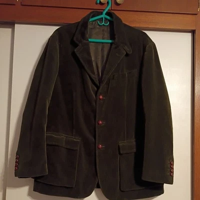 Винтажный вельветовый блейзер Polo Ralph Lauren темно-зеленый на 3 пуговицах спортивный мужской размер XL - Изображение 1 из 4