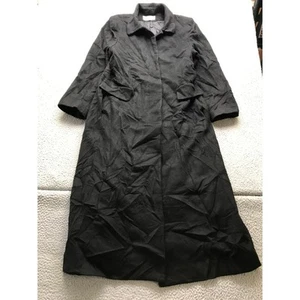 Albert Nipon Lined Trench Coat Jacket Womens Size 12 Wool Blend Pockets Black - Picture 1 of 11