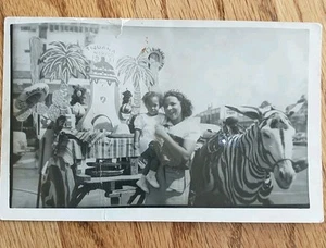 1951 Tijuana Mexico African American Mother and Child RPPC Zebra Donkey Photo - Picture 1 of 3