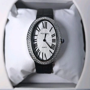 Nuevo en Caja Abierta ROCOS Mujer Cuarzo Analógico Ovalado Reloj Negro/Azul ROCOSJEWE - Imagen 1 de 11