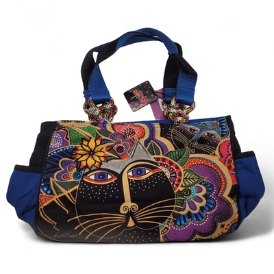Laurel Burch Carlotta’s Cats Shoulder Tote Bag – Large 20"x15" Multicolor Purse - Image 1 of 4