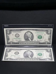 2003- 2 Bills. 2 DOLLARS STAR NOTE Matching Serial Numbers Very Nice Piece. - Picture 1 of 7