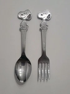 Vintage Snoopy 1958 Stainless Steel Child’s Fork And Spoon Japan - Picture 1 of 7