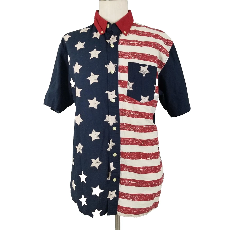 Red Head Shirt Mens Large Stars Stripes American Flag Patriotic USA 4th MAGA - Image 1 of 4