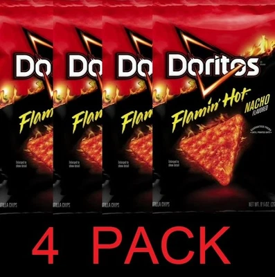 Doritos QUESO NACHO CALIENTE FLAMINO Sabor Snack Tortilla Chips Bolsa 9.25 OZ - PAQUETE DE 4 Foto 1 de 2