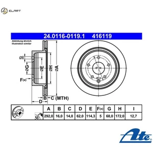 2x BRAKE DISC 24.0116-0119.1 FOR RENAULT KOLEOS/SUV NISSAN DUALIS ROGUE/SPORT - Picture 1 of 10