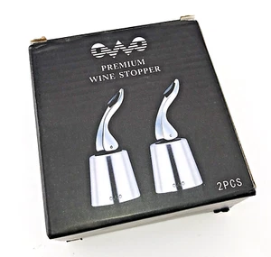 Tapón de botella de vino plateado OWO acero inoxidable 2 piezas tono cromado plateado - SIN USAR - Imagen 1 de 9