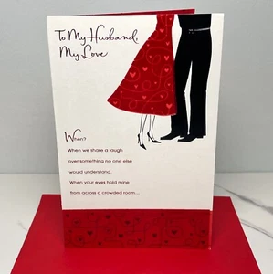 TARJETA GRANDE DEL DÍA DE SAN SAN VALENTÍN PARA MARIDO, baile de saludos americanos + sobre - Imagen 1 de 10