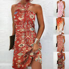 Sexy Womens Floral Halter Mini Dress Ladies Evening Party Beach Holiday Sundress