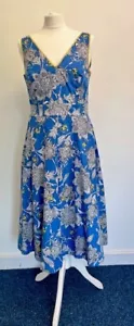 Fabulous Boden Blue Floral V-Neck cotton Dress - UK 12 B9001 - Picture 1 of 4