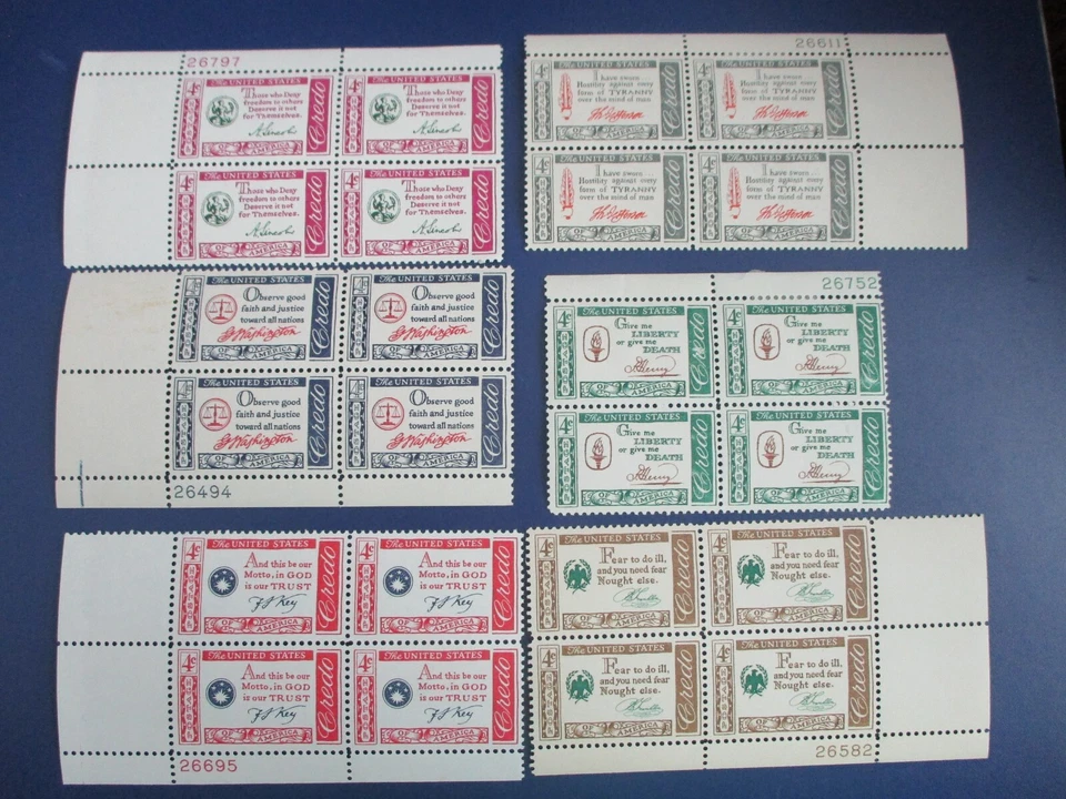 American Credo Collection plate blocks  #1139-1144 - Image 1 of 1