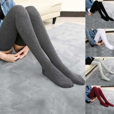 1 Paar Damen Socken Strümpfe Warm Oberschenkel Hoch Overknee Lang Baumwolle - Bild 1 von 4