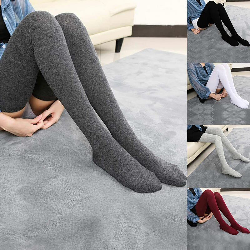 1 Paar Damen Socken Strümpfe Warm Oberschenkel Hoch Overknee Lang Baumwolle - Bild 1 von 4