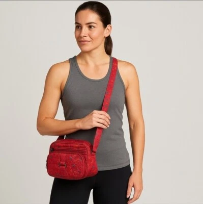 Lug Carousel Crossbody Bag Red Bouquet Floral Quilted Adjustable Strap NEW - Image 1 of 4