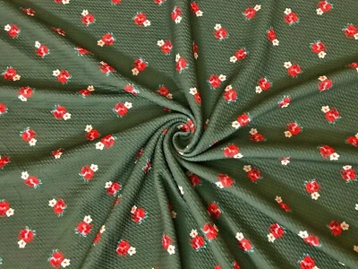 Tela estampada tejida bala-rosas rojas oliva-BPR266-vendida por yarda Foto 1 de 4