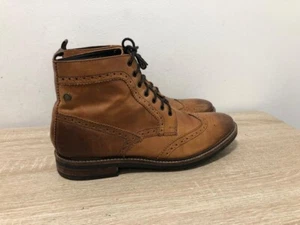 BASE LONDON MENS TAN LEATHER LACE UP BROUGE ANKLE BOOTS UK SIZE 11 EUR 45 AB64 - Picture 1 of 7