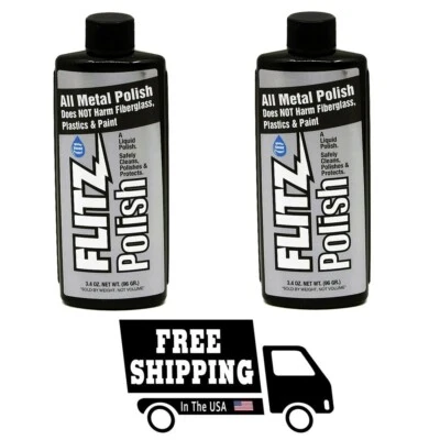 FLITZ All Metal Polish 3.4oz Liquid Formula 2 PACK * SEE VIDEO - Image 1 of 4