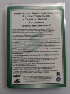 🏆 1999 Score Supplemental Auto Inscriptions Redemption TERRELL OWENS (Expired) - Bild 1 von 1