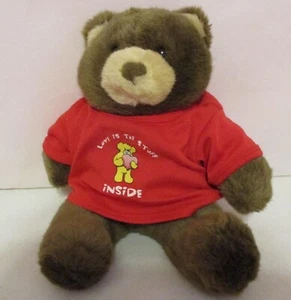 Build-A-Bear-Oso Marrón-Orejas Bronceadas-Bozal-Ojos-Botón-Camisa Roja-8 1/2" Sentado - Imagen 1 de 4