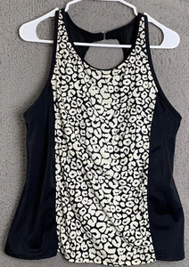 Tropical Escape Tank Top Womens Black Sleeveless Pullover Blouse Shirt Size 14 - Picture 1 of 12
