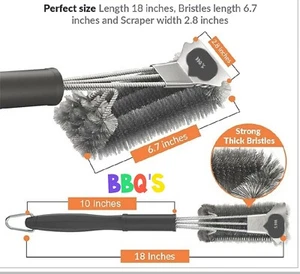 1Pc  BBQ Grill Brush and Scraper 18 Inch Stainless Steel Wire Bristles Brush - Picture 1 of 1