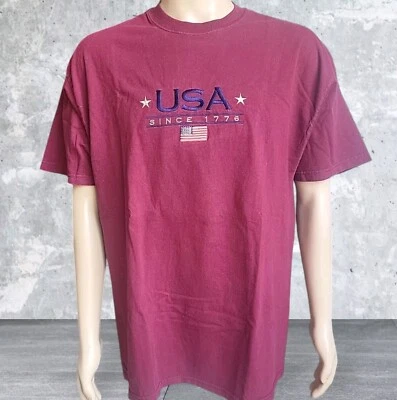 Vintage USA Since 1776 T-Shirt Mens Medium Red USA Flag Patriotic Graphic Tee - Image 1 of 4
