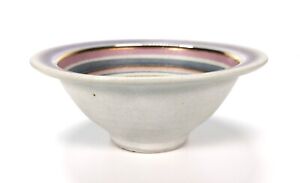 Vintage Glynn Hugo Studio Pottery Copper Glaze Banded Footed Bowl RARE
