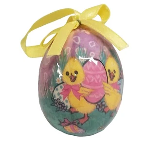 Vintage Osterdeko Ornament Decoupage Osterei Frühling Küken hängend - Bild 1 von 6