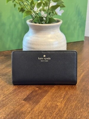 New Kate Spade Dana Large Slim Bifold Wallet Saffiano Black - Image 1 of 4